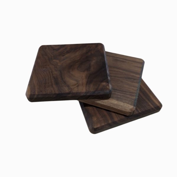 B Art - Handcrafted walnut drink coaster with rich natural grain, designed to protect surfaces from heat and moisture.