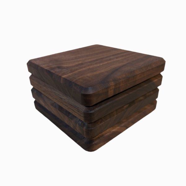 B Art - Square walnut drink coaster, 5x5 inches, handcrafted for durability and aesthetic appeal in any space.