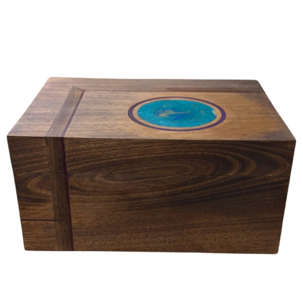 Handcrafted wooden jewelry box with a plush velvet-lined removable shelf, designed for elegance and protection